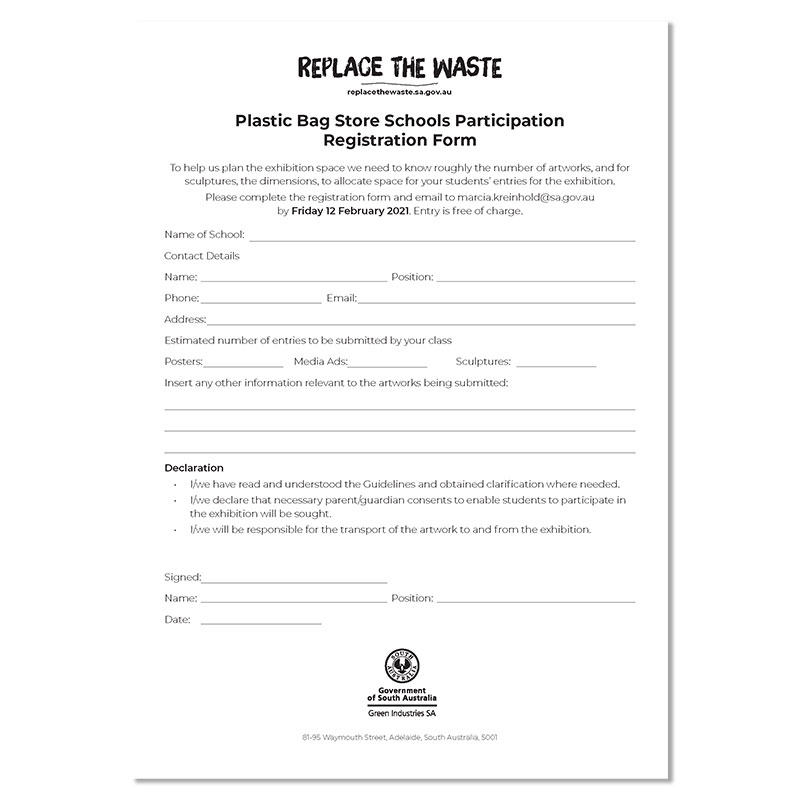 Replace the Waste Art Exhibition Registration Form